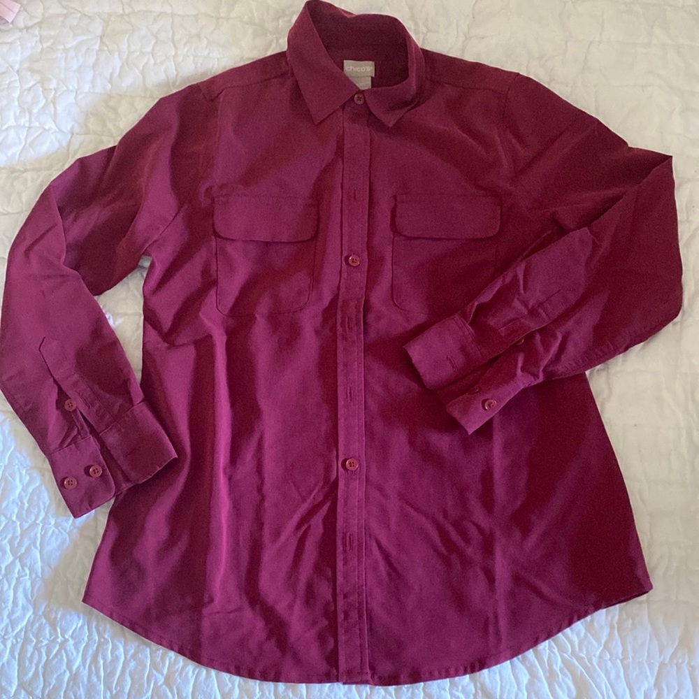 Euc Chicos Button Front Patch Pocket Blouse - image 1